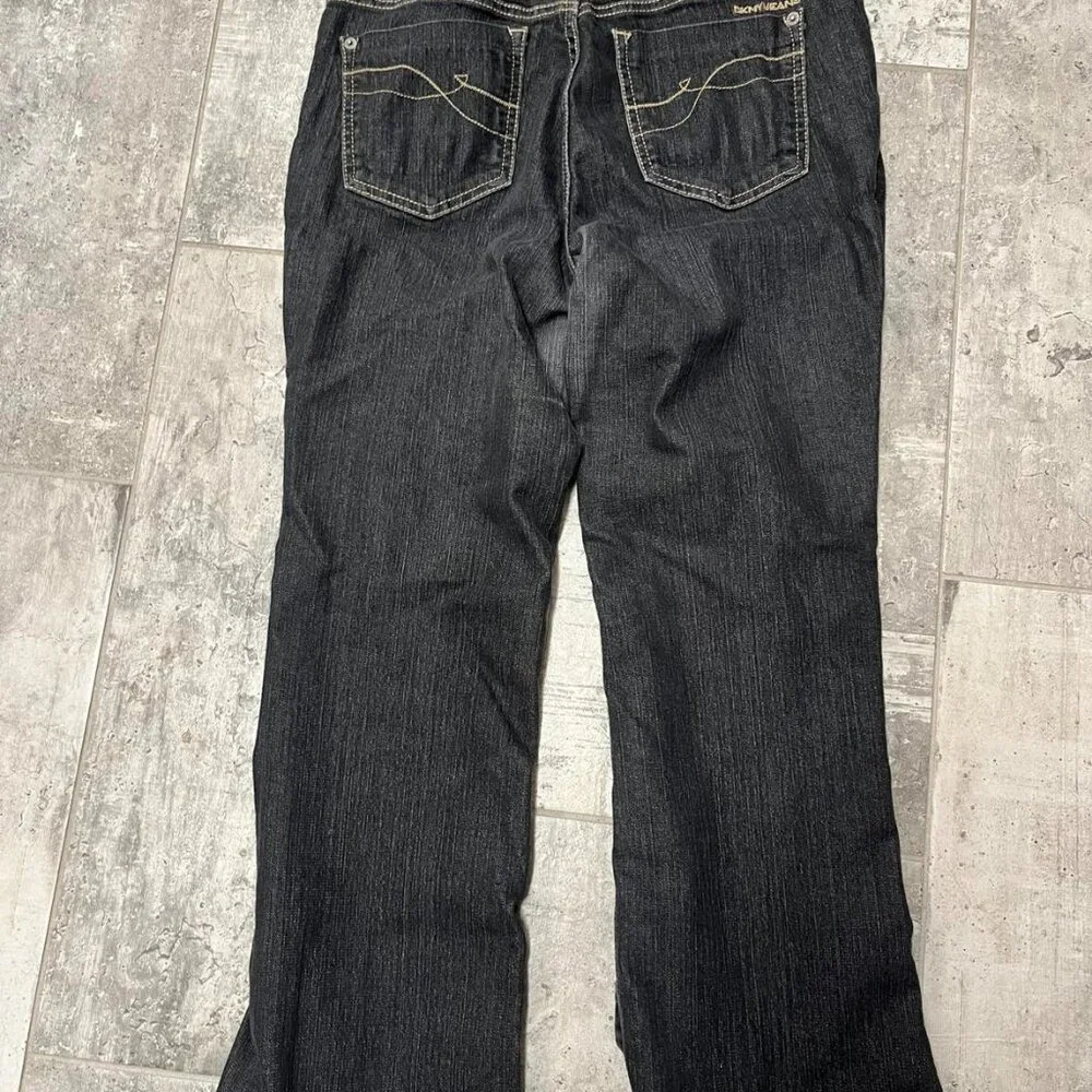 DKNY Women's Sz 10 Designer Soho Jeans Black BootCut Mid Rise Ladies Denim Pants - Picture 2 of 3